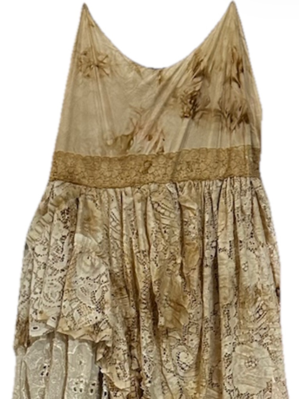 Upcycled shabby chic slip maxi dress Tiered Lace Maxi Dress Boho Festival Sz XL - Picture 13 of 13